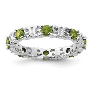 Sterling Silver Stackable Peridot Ring, August birthstone / 15th Anniversary gem